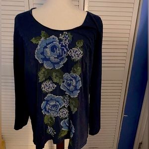 J Jill.  Long sleeve embroidered tunic